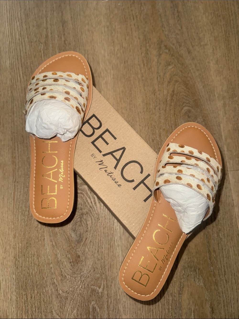 Beach By Matisea Tan & White Polka Dot Slide Mules